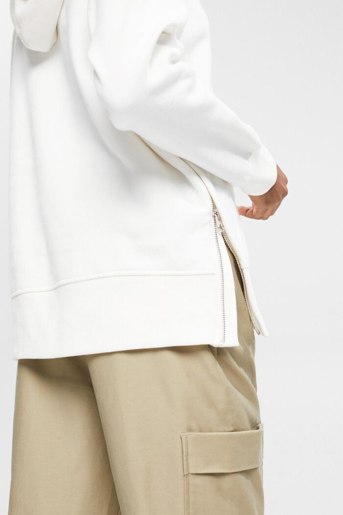 Mikina s kapucí ze směsi s bavlnou, OFF WHITE, detail image number 0