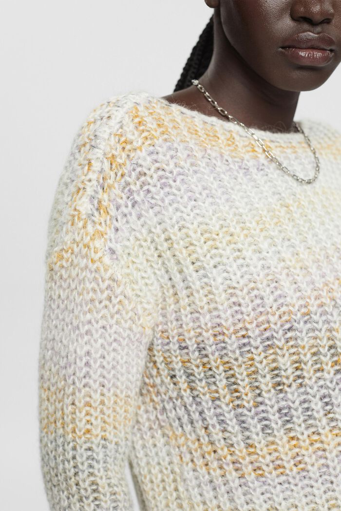 Barevný pletený pulovr s alpakou, OFF WHITE, detail image number 2