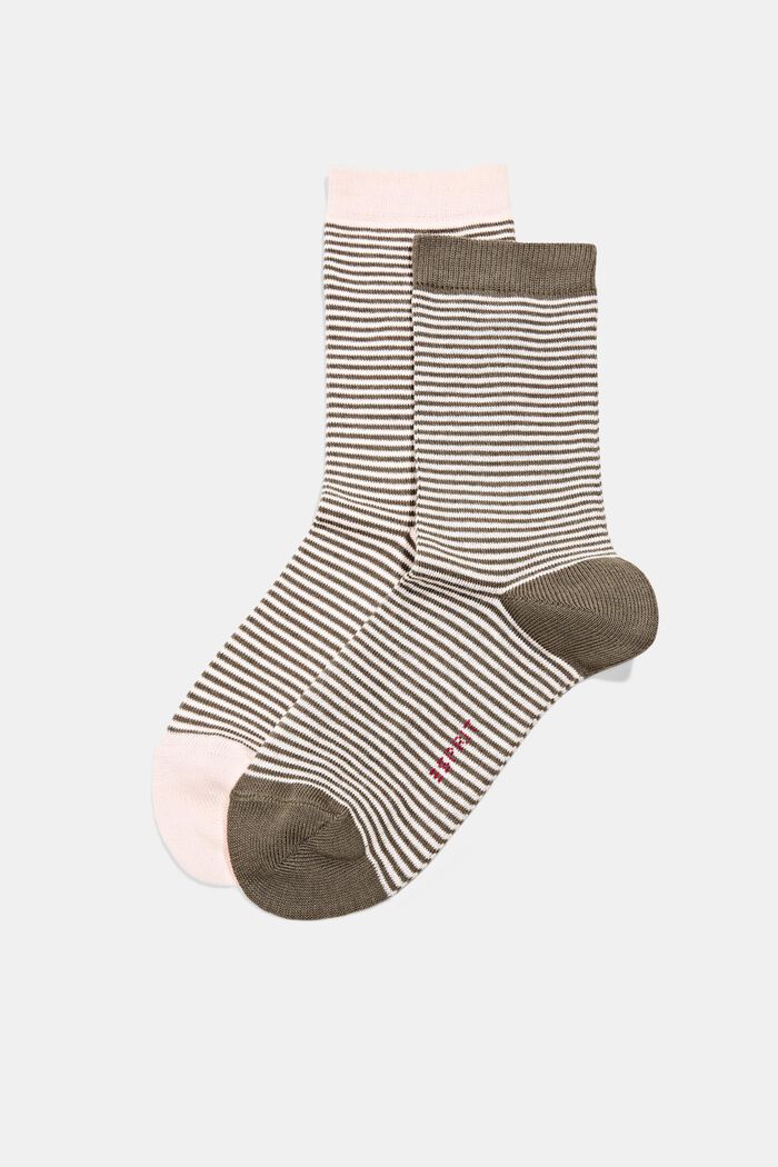 Pruhované ponožky z bio bavlny, balení 2 ks, ROSE/KHAKI, detail image number 0