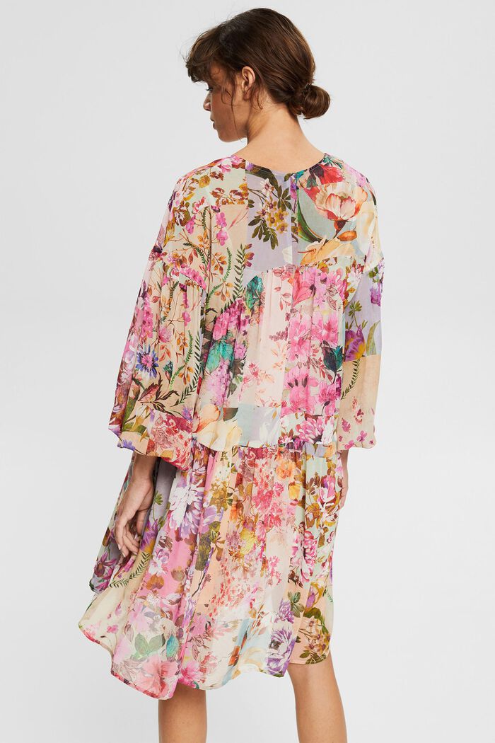 Z recyklovaného materiálu: šifonové šaty s květovaným vzorem, PINK FUCHSIA, detail image number 2