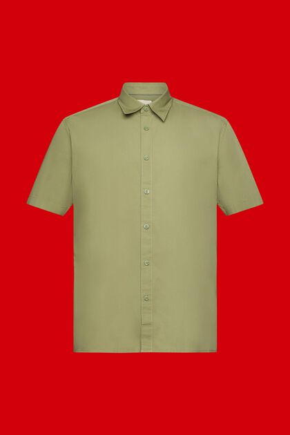 Bavlněná košile z udržitelné bavlny, s krátkým rukávem, LIGHT KHAKI, overview