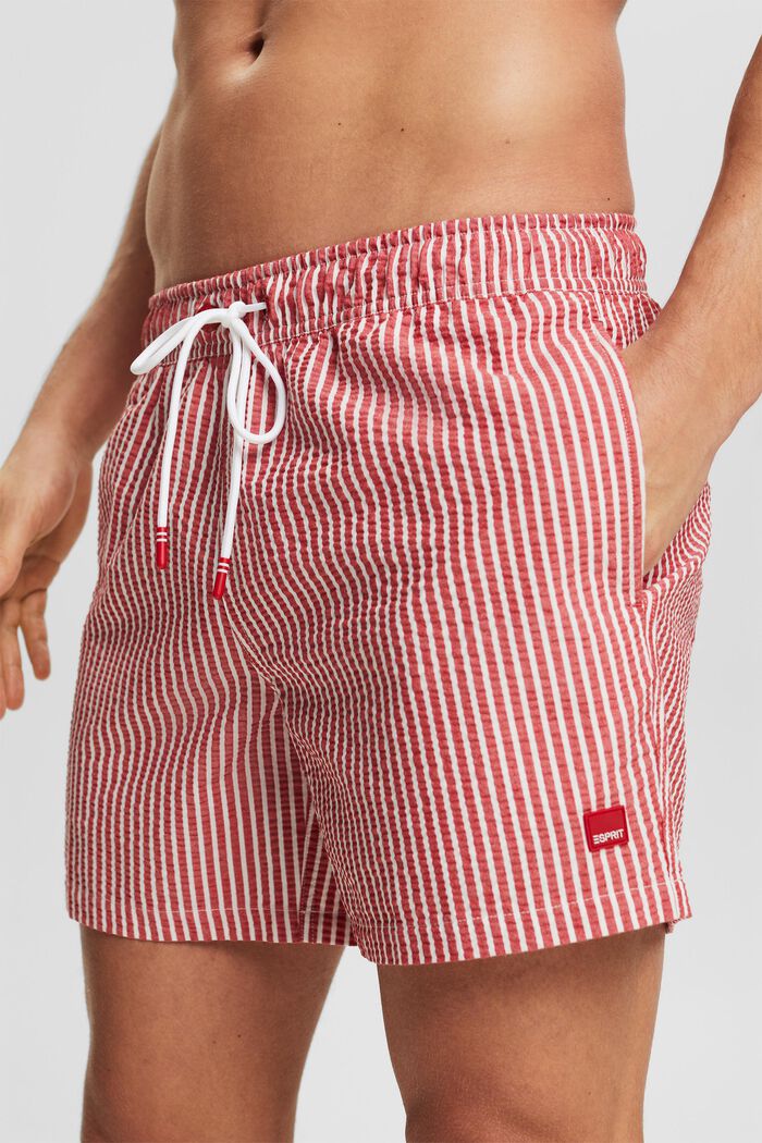 Plavecké šortky s pruhovanou texturou, DARK RED, detail image number 2