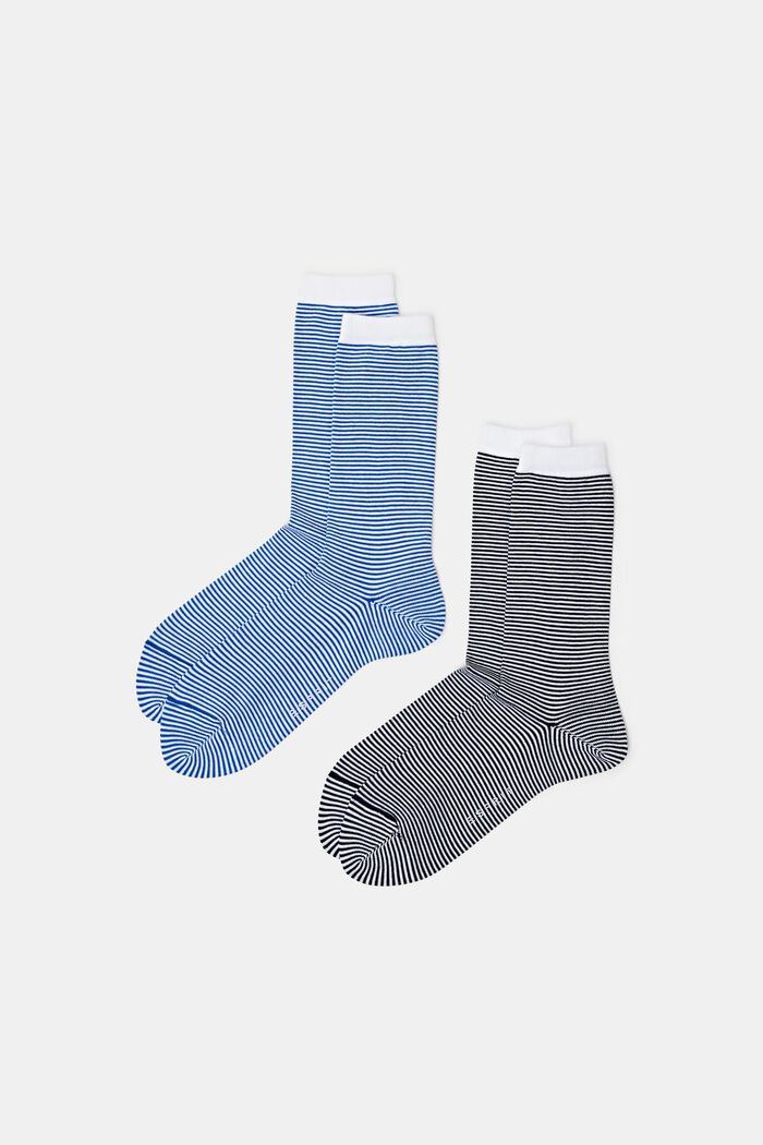 2 páry ponožek z hrubé pruhované pleteniny, BLUE/NAVY, detail image number 0