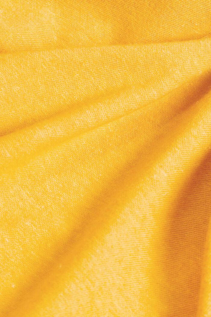 Tričko s kulatým výstřihem, směs bavlny a lnu, SUNFLOWER YELLOW, detail image number 5