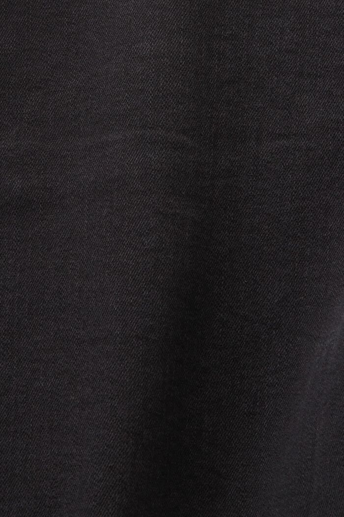 Rovné denimové šortky, středně vysoký pas, BLACK DARK WASHED, detail image number 6