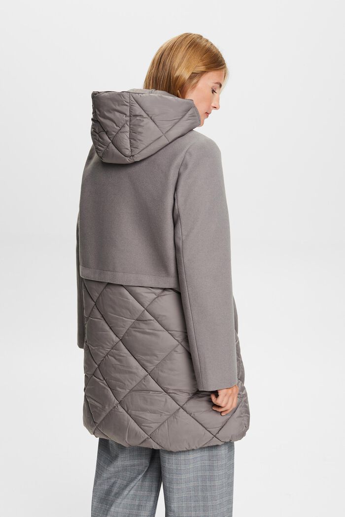 Kabát s kapucí ze směsového materiálu, LIGHT GREY, detail image number 3