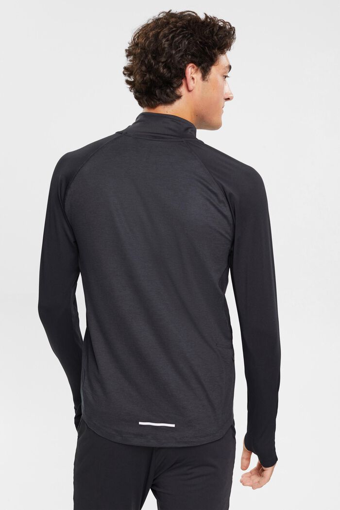 Tričko s dlouhým rukávem a krátkým zipem, BLACK, detail image number 3