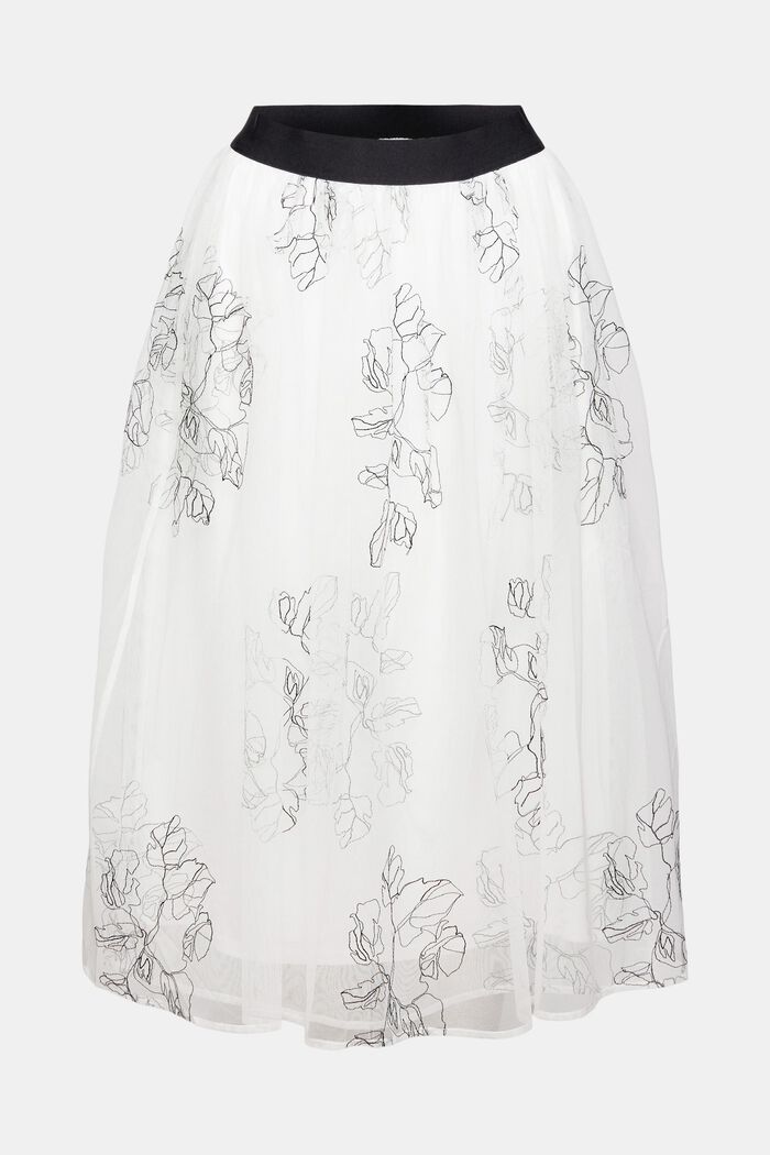 Dvouvrstvá tylová sukně s výšivkou, OFF WHITE, overview