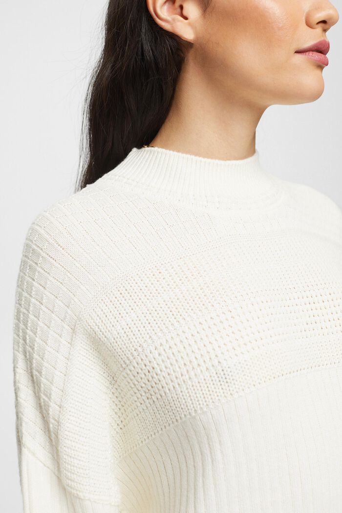 Pletený pulovr s různými vzory, OFF WHITE, detail image number 2