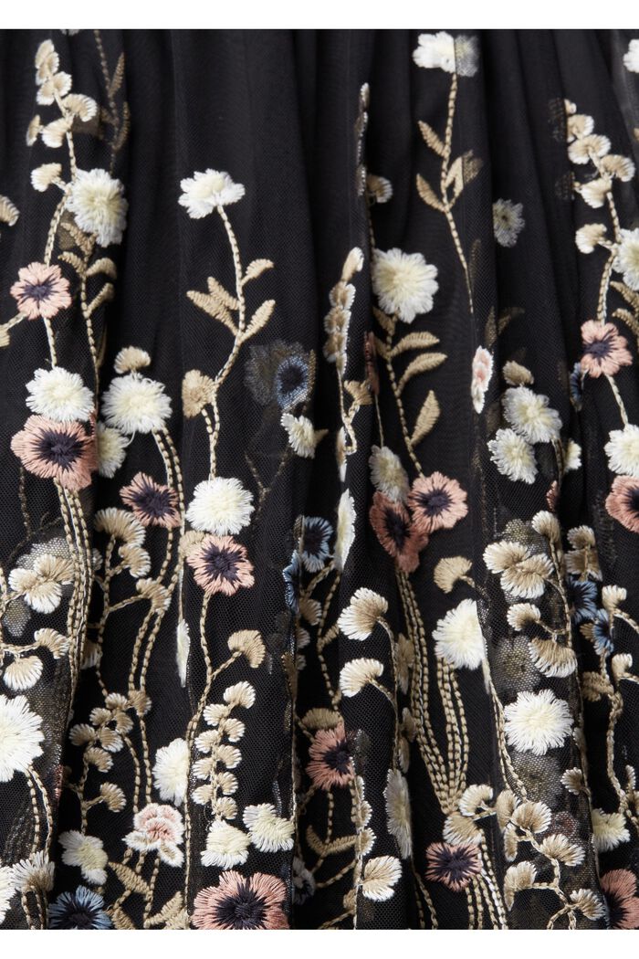 Šaty ze síťoviny s květinovou výšivkou, BLACK, detail image number 1