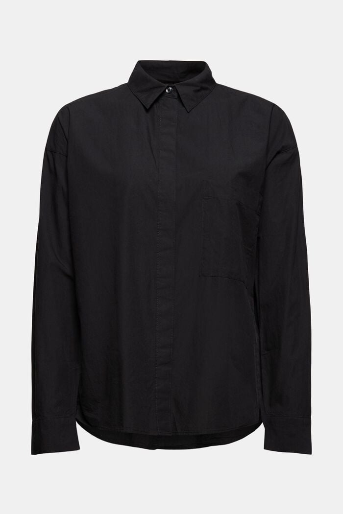 Oversized košilová halenka, ze 100% bio bavlny, BLACK, detail image number 5