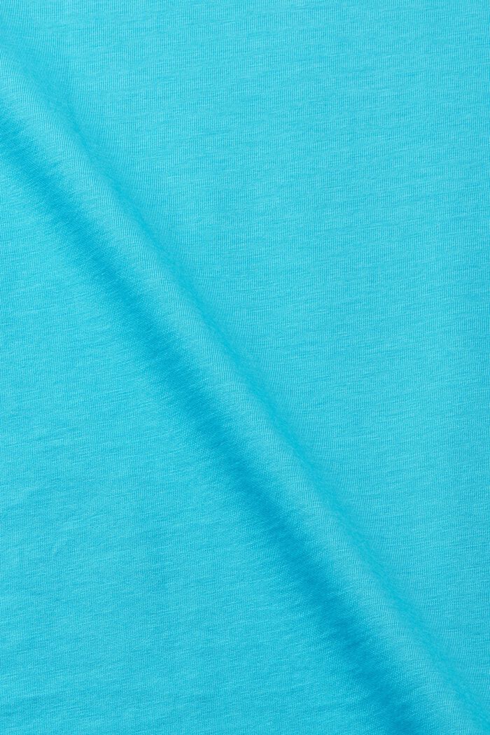 Bavlněné tričko Slim Fit se špičatým výstřihem, AQUA GREEN, detail image number 4