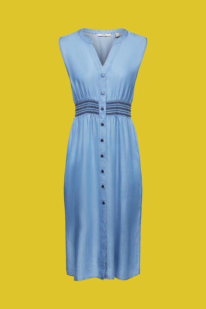 Midi šaty bez rukávů, z imitace denimu, BLUE MEDIUM WASHED, overview