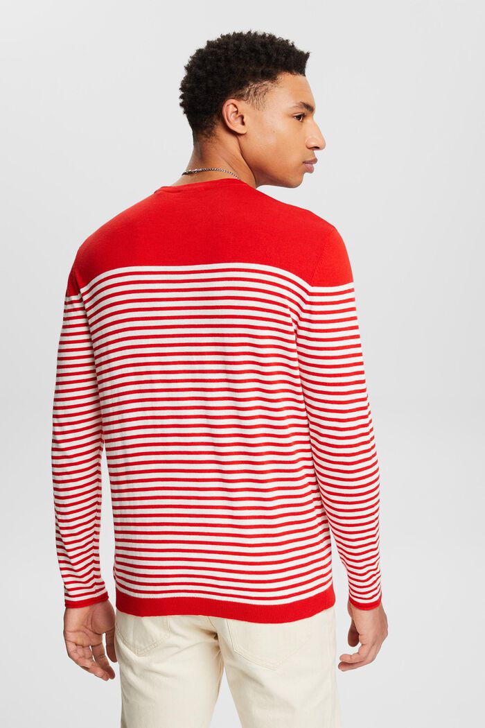 Bavlněný pruhovaný pulovr, RED, detail image number 2