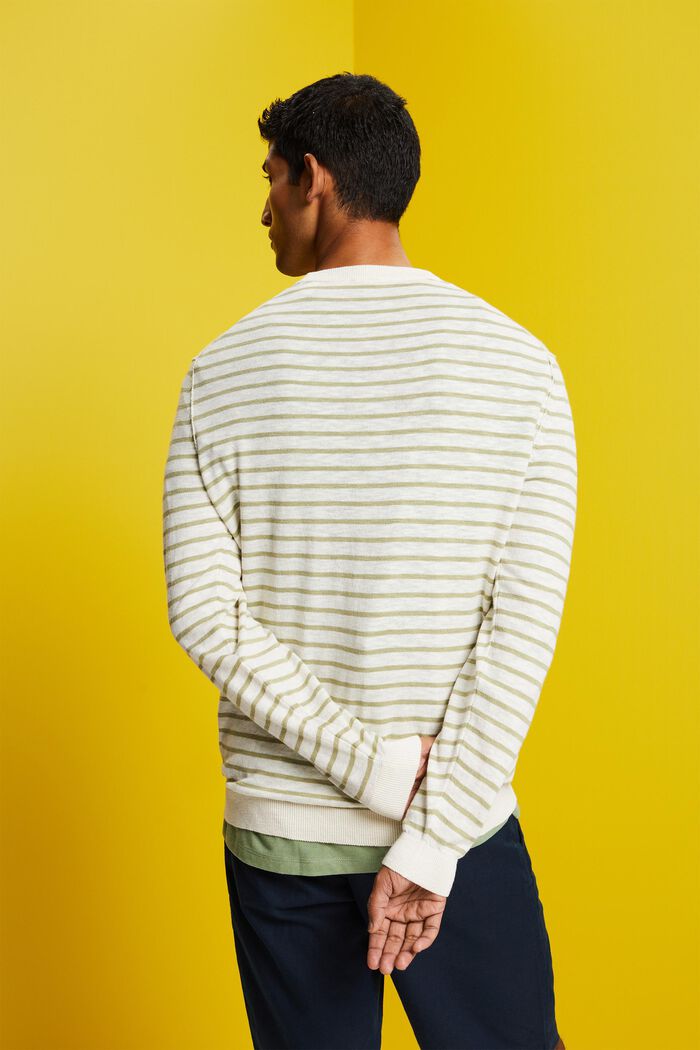 Pruhovaný pulovr ze směsi bavlny a lnu, NEW ICE, detail image number 3