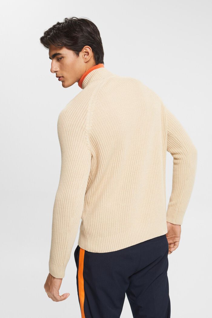 Pletený pulovr s krátkým rolákovým límcem, LIGHT BEIGE, detail image number 3