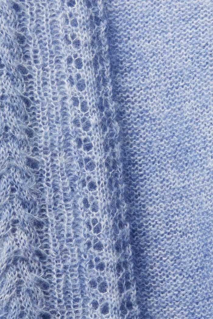 Pletený pulovr s výstřihem ke krku a s dírkovaným vzorem, BLUE LAVENDER, detail image number 5