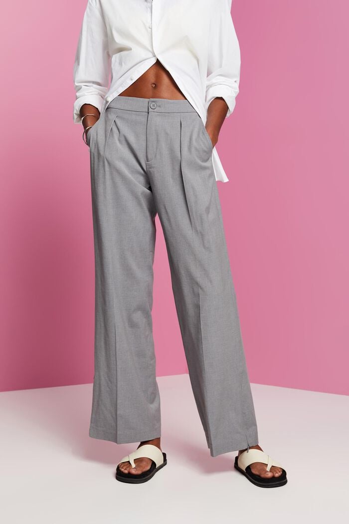 Kalhoty s rozparky na spodním lemu nohavic, na zip, LIGHT GREY, detail image number 0