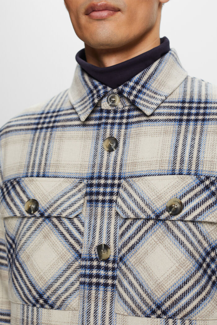 Károvaná košilová bunda ze směsi s vlnou, OFF WHITE, detail image number 2