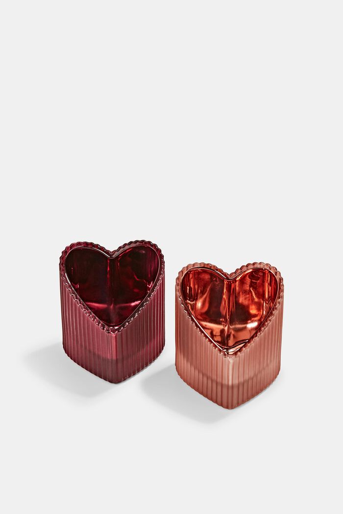 Sada dvou skleniček na svíčky ve tvaru srdce, RED, overview