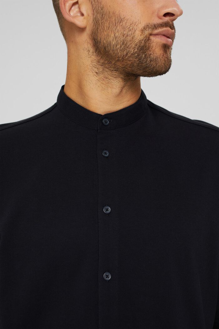 Tričko s dlouhým rukávem, z piké, mercerovaná bio bavlnou, BLACK, detail image number 1