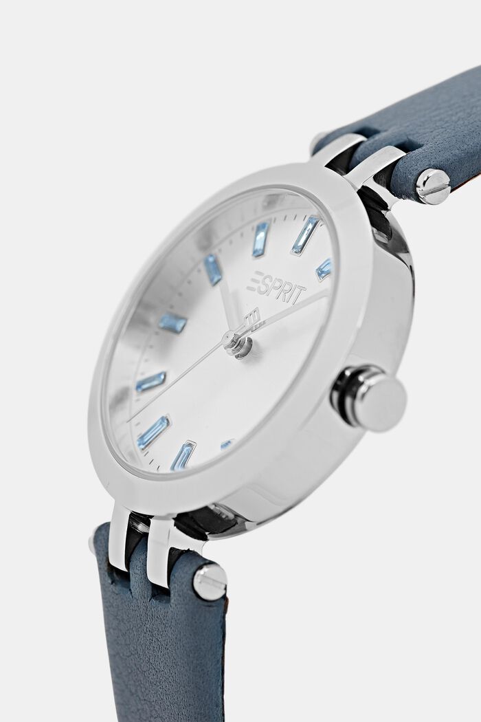 Watch with Leather, BLUE, detail image number 1