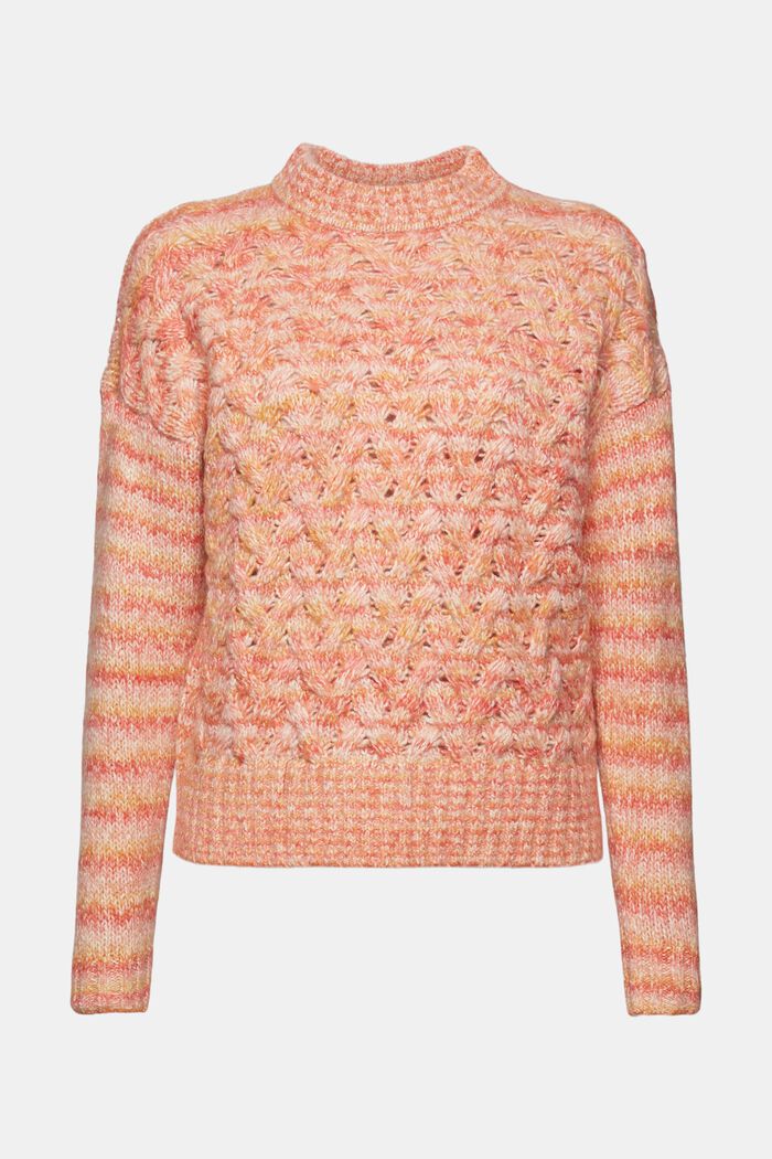 Pruhovaný pulovr z copánkové pleteniny, BRIGHT ORANGE, detail image number 6