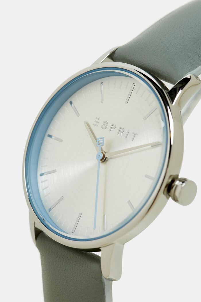 Nerezové hodinky s koženým páskem, SILVER, detail image number 1