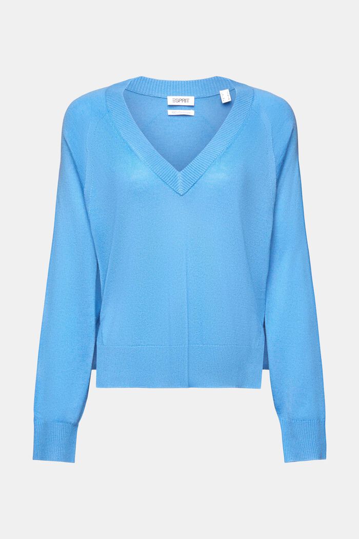 Kašmírový pulovr se špičatým výstřihem, BLUE, detail image number 5