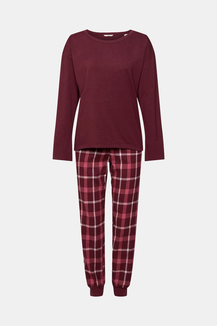Pyžamová souprava s károvanými flanelovými kalhotami, BORDEAUX RED, detail image number 2
