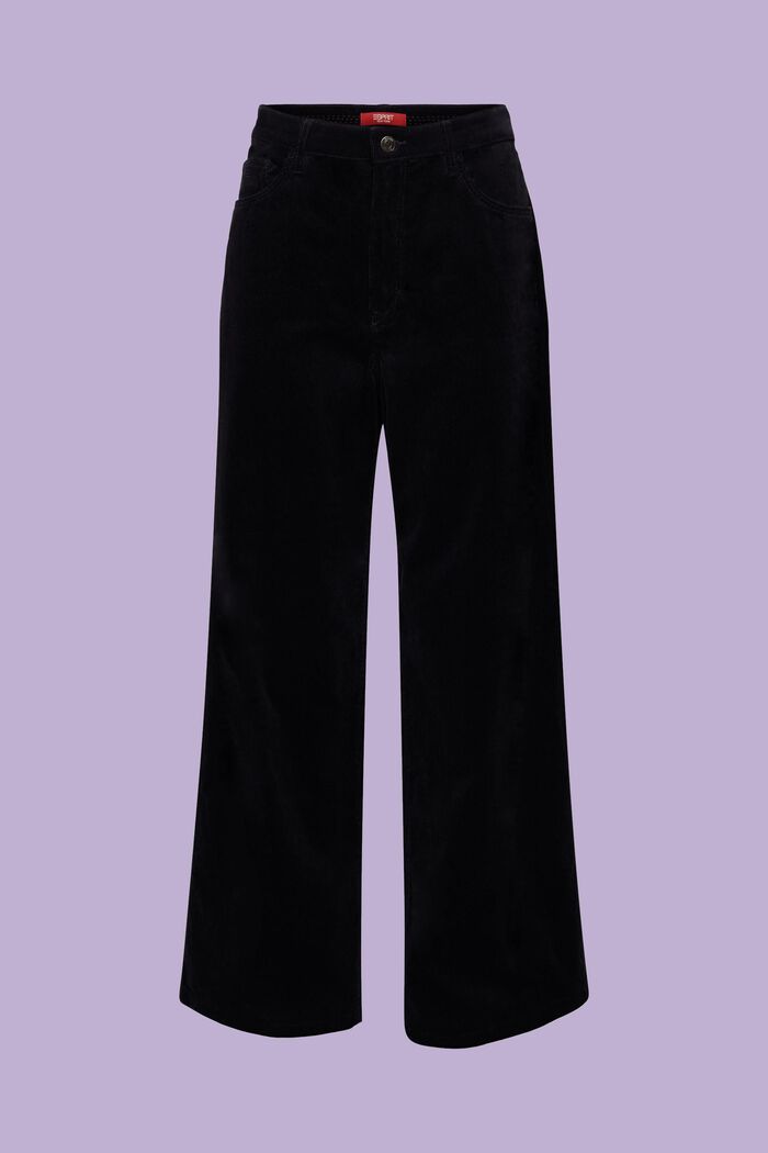 Manšestrové kalhoty se širokými nohavicemi a vysokým pasem, BLACK, detail image number 5