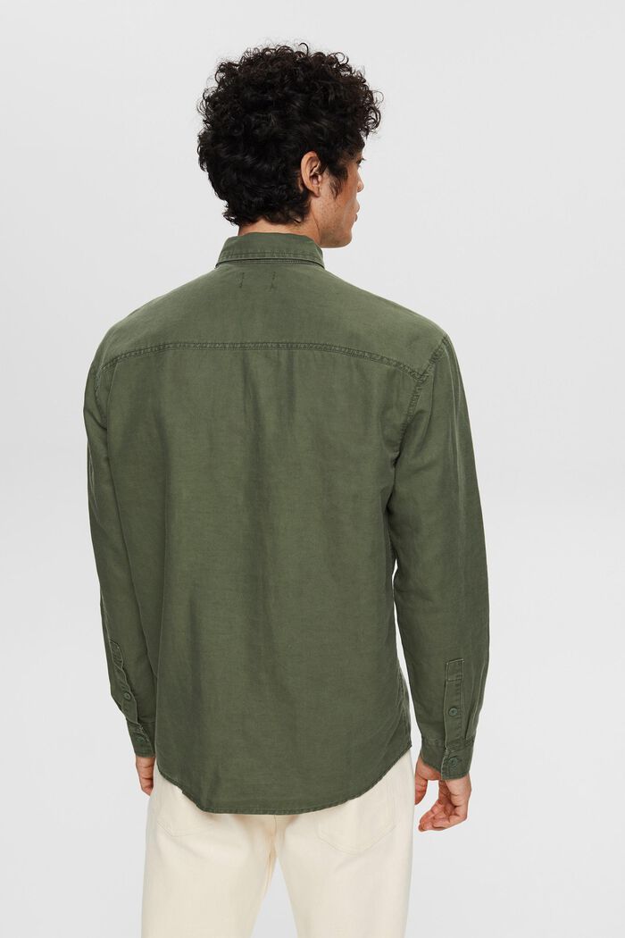 Ze směsi se lnem: oversize košile, GREEN, detail image number 3