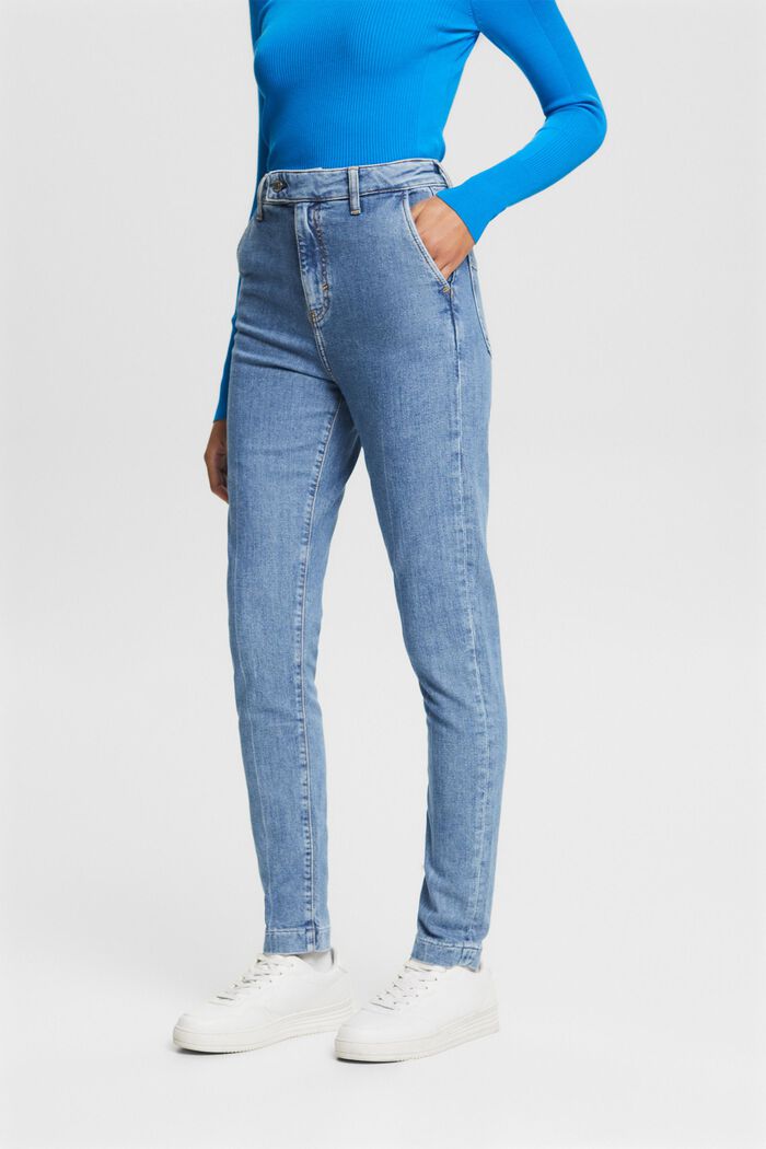 Slim džíny s vysokým pasem, BLUE LIGHT WASHED, detail image number 0