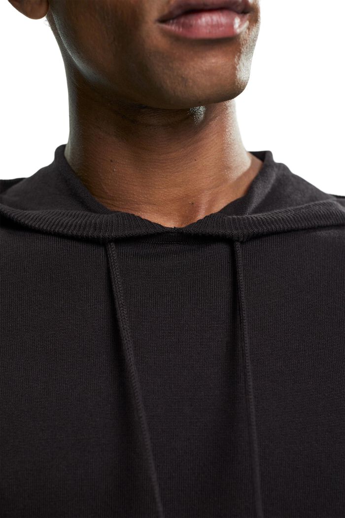 Pletený pulovr s kapucí, BLACK, detail image number 0