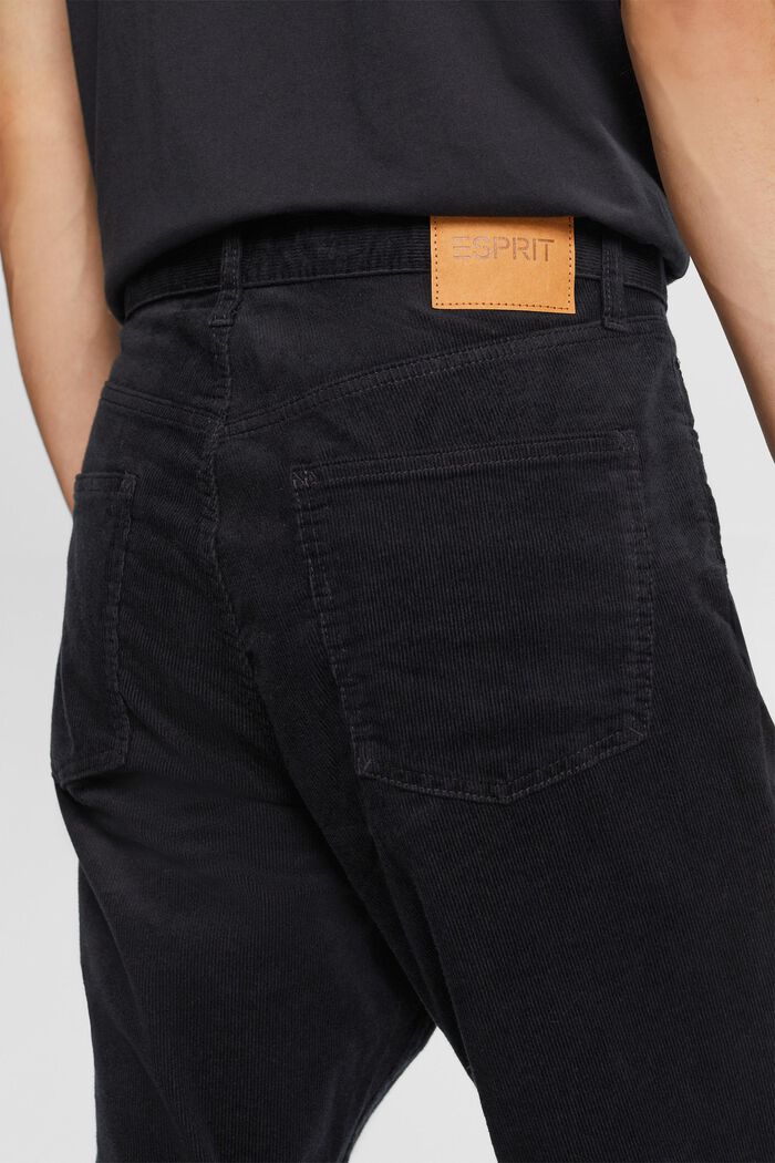 Manšestrové kalhoty s rovným straight střihem, BLACK, detail image number 4