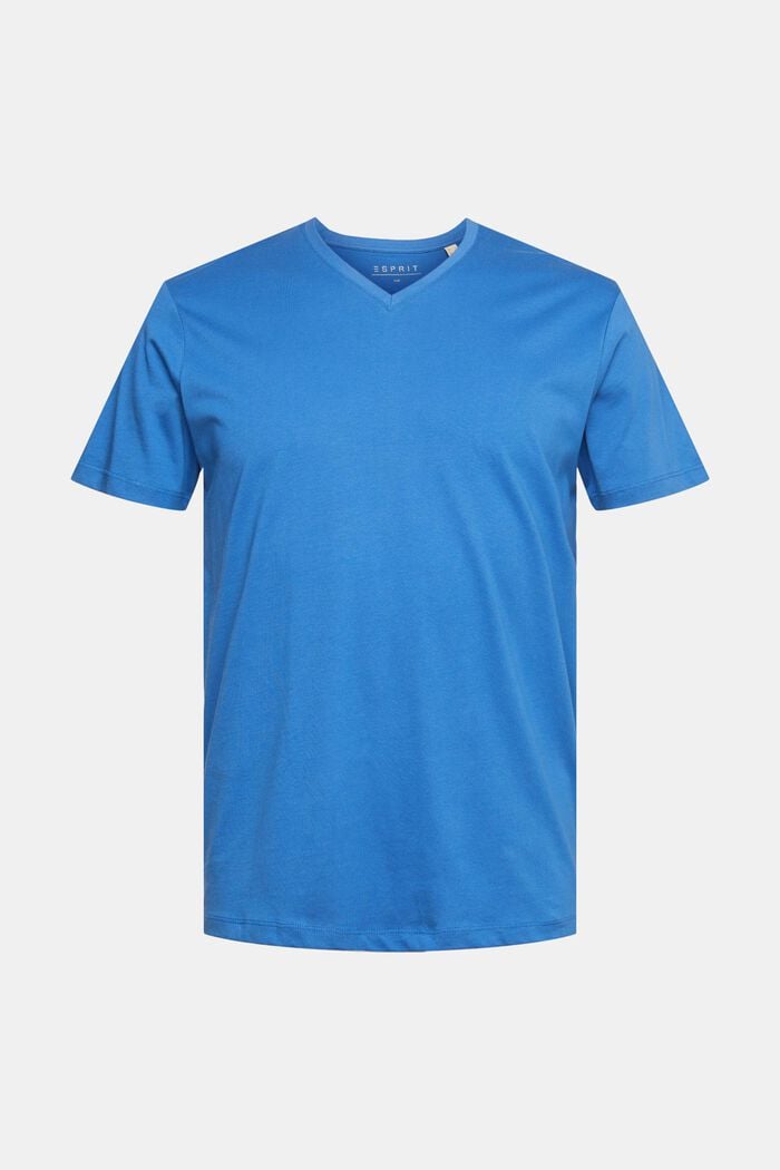 Žerzejové tričko se špičatým výstřihem, BLUE, detail image number 6