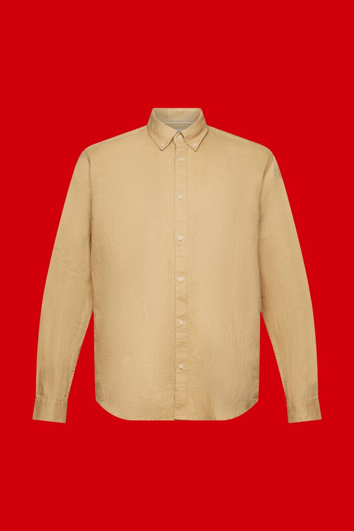 Propínací košile ze směsi bavlny a lnu, BEIGE, detail image number 5