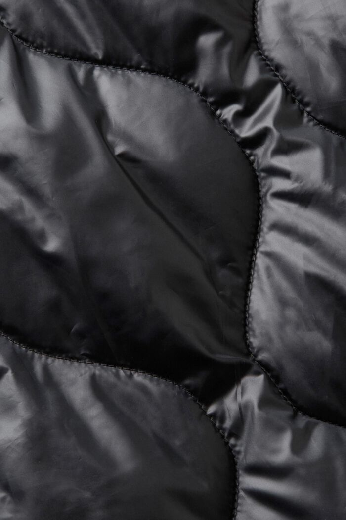 Prošívaný kabát se stojáčkem z žebrové pleteniny, BLACK, detail image number 6