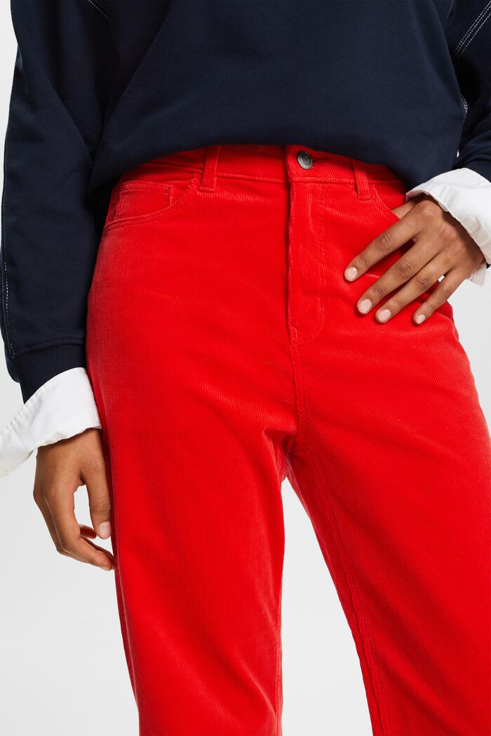 Manšestrové kalhoty s rovným straight střihem a vysokým pasem, RED, detail image number 2