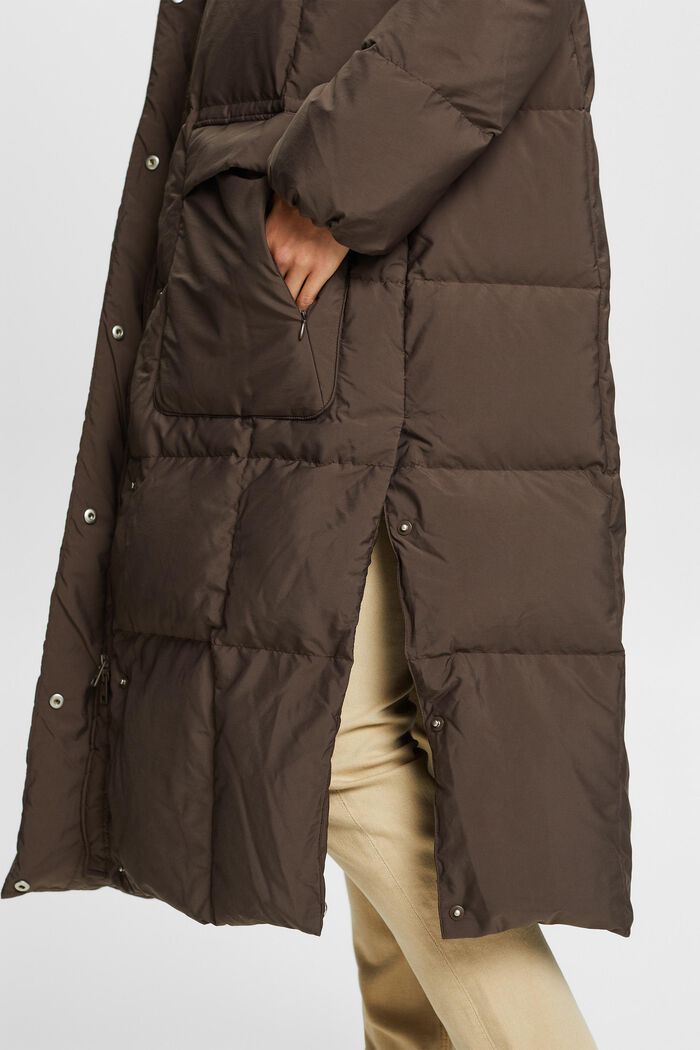 Péřový kabát s kapucí, DARK BROWN, detail image number 1
