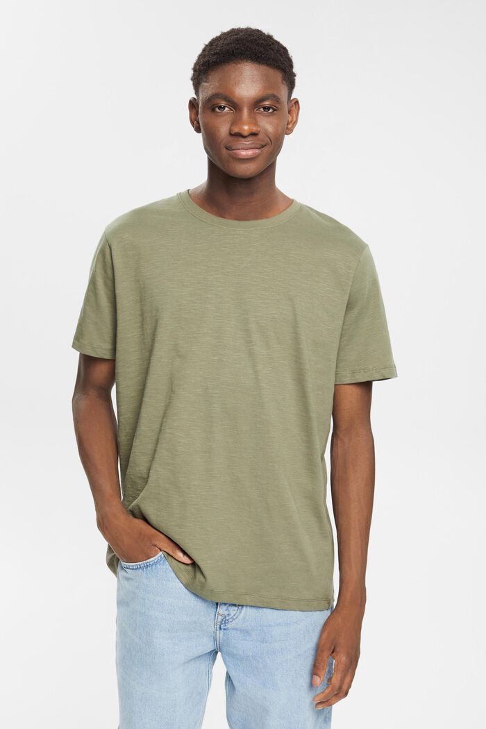 Žerzejové tričko, 100 % bavlna, KHAKI GREEN, detail image number 1