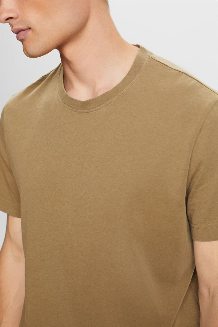 Žerzejové tričko s kulatým výstřihem, 100% bavlna, KHAKI GREEN, detail image number 2