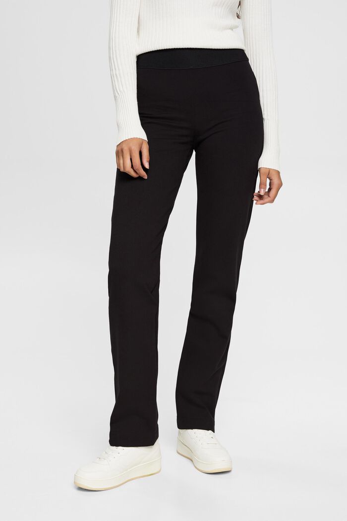 Kalhoty s rozparky na spodním lemu nohavic, na zip, BLACK, detail image number 0