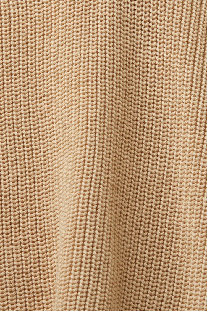 Pulovr s polokošilovým límcem, z pleteniny, 100% bavlna, SAND, detail image number 5
