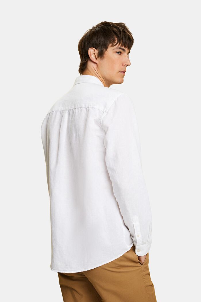Propínací košile ze směsi bavlny a lnu, WHITE, detail image number 3