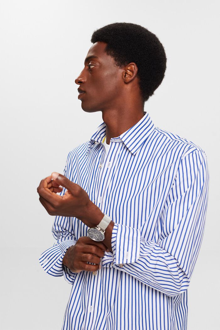 Pruhovaná košile z bavlněného popelínu, BRIGHT BLUE, detail image number 0