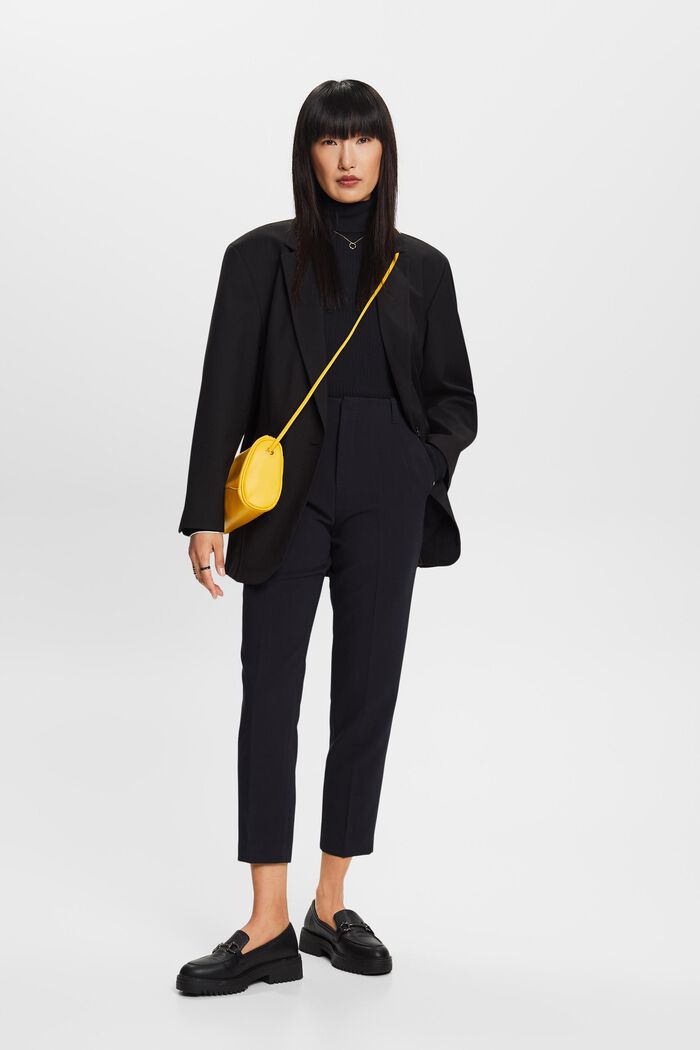 Kalhoty chino s vysokým pasem a záševky, BLACK, detail image number 4