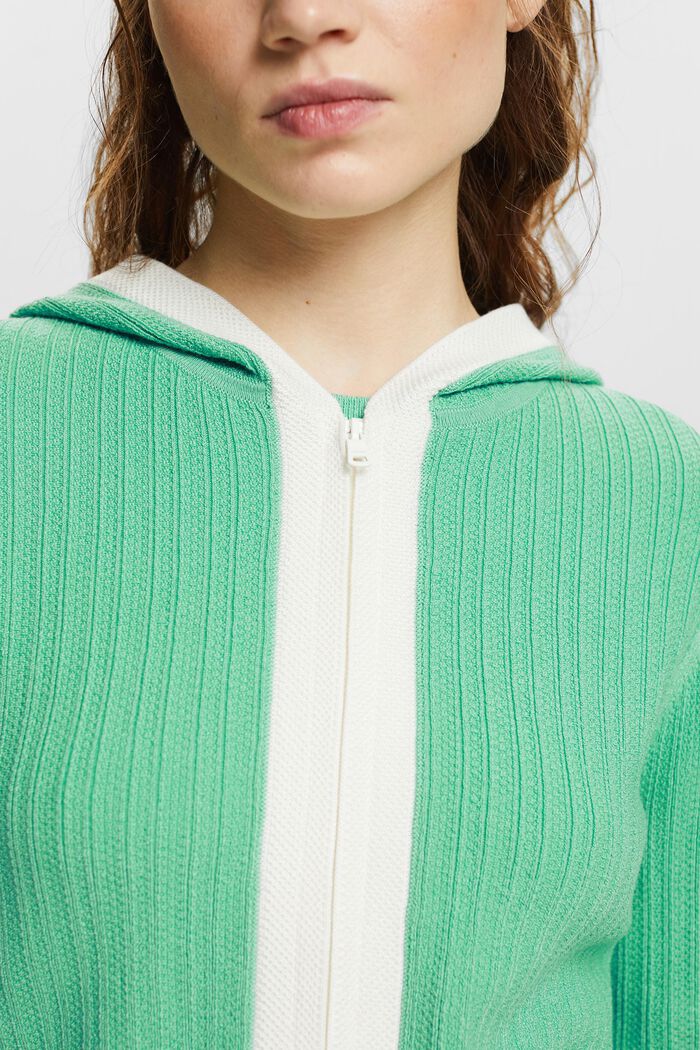 Pulovr s kapucí, z žebrové pleteniny, na zip, DUSTY GREEN, detail image number 3