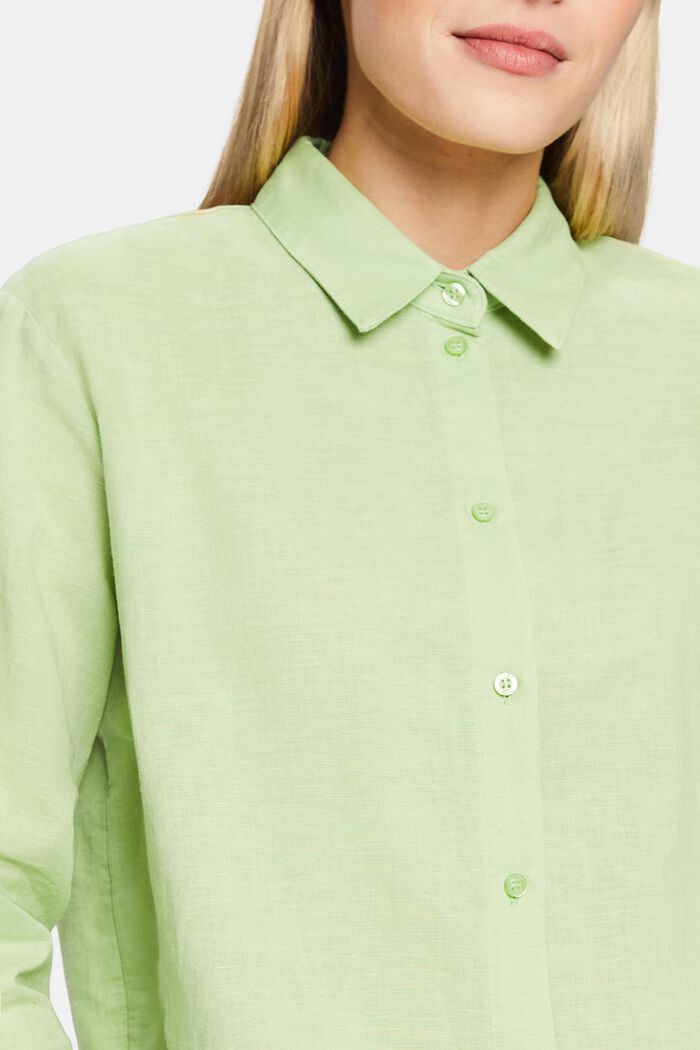 Košile ze lnu s bavlnou, LIGHT GREEN, detail image number 3