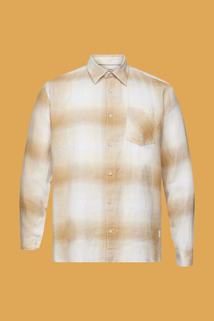 Kostkovaná košile, tartan, směs bavlny a konopí